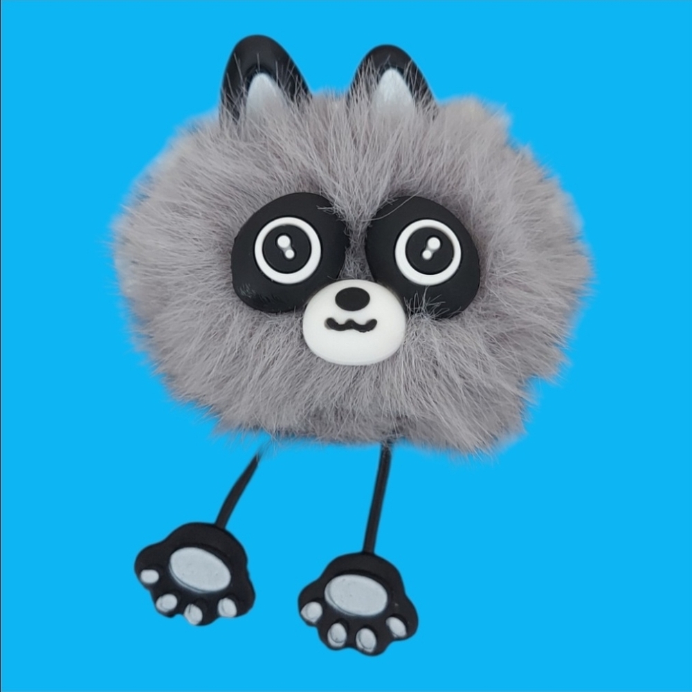 Raccoon Keychain Pom Puff Stuffed Animal Plush 6"